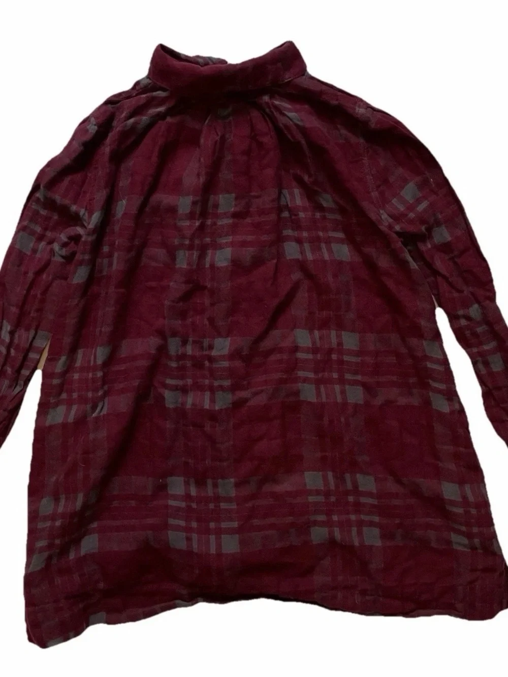 Free People Burgundy Plaid Tunic Top